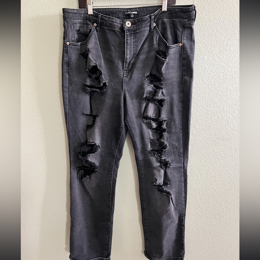 Distressed ripped jeans